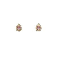 Tear Drop Around CZ Stud Earrings (14K)