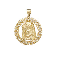 Zirconia Jesus Head Presidential Link Frame Pendant (14K)