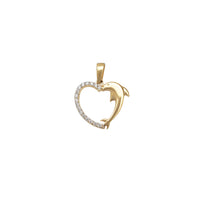 Zirconia Dolphin Heart Pendant (14K)