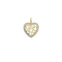 Zirconia Four-Clover Patterns Heart Pendant (14K)