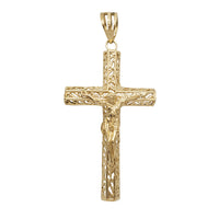 Solid Textured Crucifix Cross Pendant (14K)