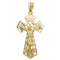 Solid Diamond-cuts Crucifix Cross Pendant (14K)