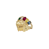 Zirconia Multicolor Indian Head Ring (14K)