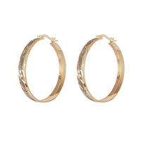 Tricolor Diamond-Cut Hoop Earring (14K)