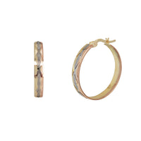 Tricolor Rhombus Patterns Hoop Earrings (14K)