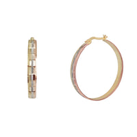 Tricolor Checkered Patterns Hoop Earrings (14K)