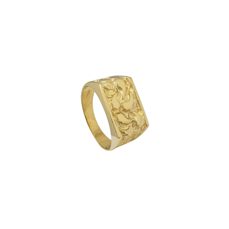 Nugget Textured Rectangle Signet Ring (14K)