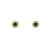 Zirconia Bezel Stud Earrings (14K)