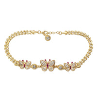 Zirconia Pink Butterfly Fancy Bracelet (14K)