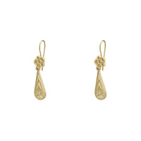 Zirconia DC-Sandblast Teardrop Hanging Earrings (14K)