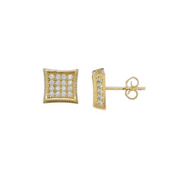 Zirconia Square Stud Earrings (14K)