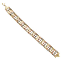 Tricolor Rhombus Pillar Fancy Bracelet (14K).