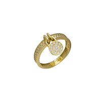 Zirconia Round Lock Dangling Ring (14K)