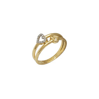Zirconia Opposing Hearts Ring (14K)