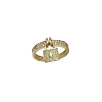Iced-Out Padlock Collar Ring (14K)