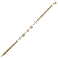 Tri-Color Cross Fancy Bracelet (14K).