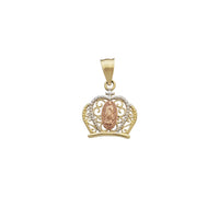Tricolor Tiara Virgin Mary Oval Pendant (14K)
