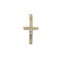 Zirconia Convex Crucifix Pendant (14K)