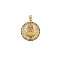 Tricolor Sacred Heart of Jesus Round Pendant (10K)