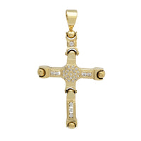 Diamond Motion Beaded Cross Pendant (14K)