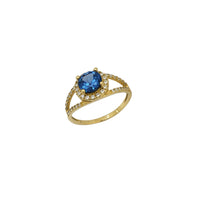 Blue-Stone Halo Split-Shank Ring (14K)