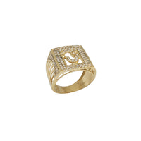 Iced-Out Om Sign Rectangle Men's Ring (14K)