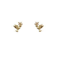 Pink-Stone Dove Stud Earrings (14K)