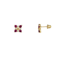 Criss-Cross Square Stud Earrings (14K)