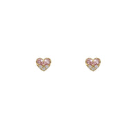 Pink-Stone Teardrop Shape Heart Stud Earrings (14K)