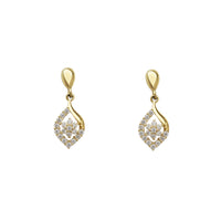 Zirconia Dangling Stud Earrings (14K)