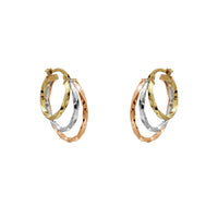 Tricolor Trio Twist Hoop Earrings (14K)