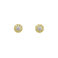 Zirconia Round Halo Stud Earrings (14K)