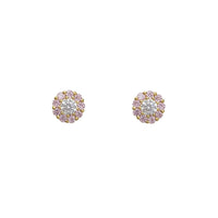 Zirconia Round Halo Stud Earrings (14K)