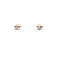 Zirconia Butterfly Stud Earrings (14K)