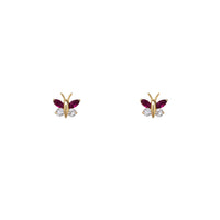 Zirconia Butterfly Stud Earrings (14K)