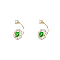 Zirconia Round Halo Telephone CZ Stud Earrings (14K)