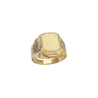 Brushed Finish Texture Rectangle Men's Signet Ring (14K)