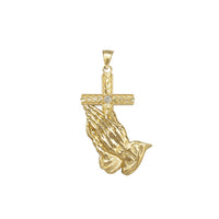 Cross & Praying Hands Pendant (14K)
