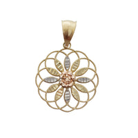 Tricolor Flower Migrain Frame Pendant (14K)