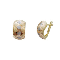 Tricolor Crossed-Patterns Diamond-cuts Earrings (14K)
