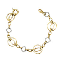 Zirconia Rhombus & Round Link Fancy Bracelet (14K)