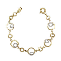 Zirconia Hoops & Cushion Shape Link Fancy Bracelet (14K)
