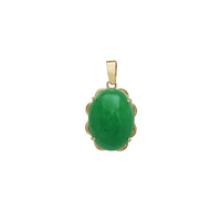 Flower Frame Oval Cabochon Jade Pendant (14K)