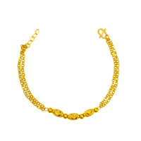 Glitter Textured Diamond-cuts Barrel Rolo Bracelet (24K)