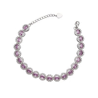 Icy Halo Round Color-Stone Bracelet (Silver)