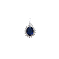 Zirconia Oval Halo Gemstone-Color Pendant (Silver)