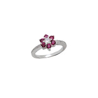 Zirconia Pink Flower Ring (Silver)