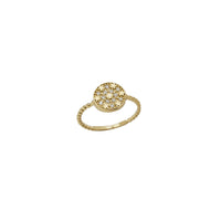 Zirconia Round Cluster Stars Glossy Beaded Lady Ring (14K)