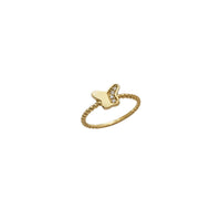 Zirconia Butterfly Glossy Beaded Lady Ring (14K)