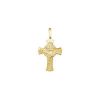 Textured Diamond Cuts-Matte Jesus Head Cross Pendant (14K)